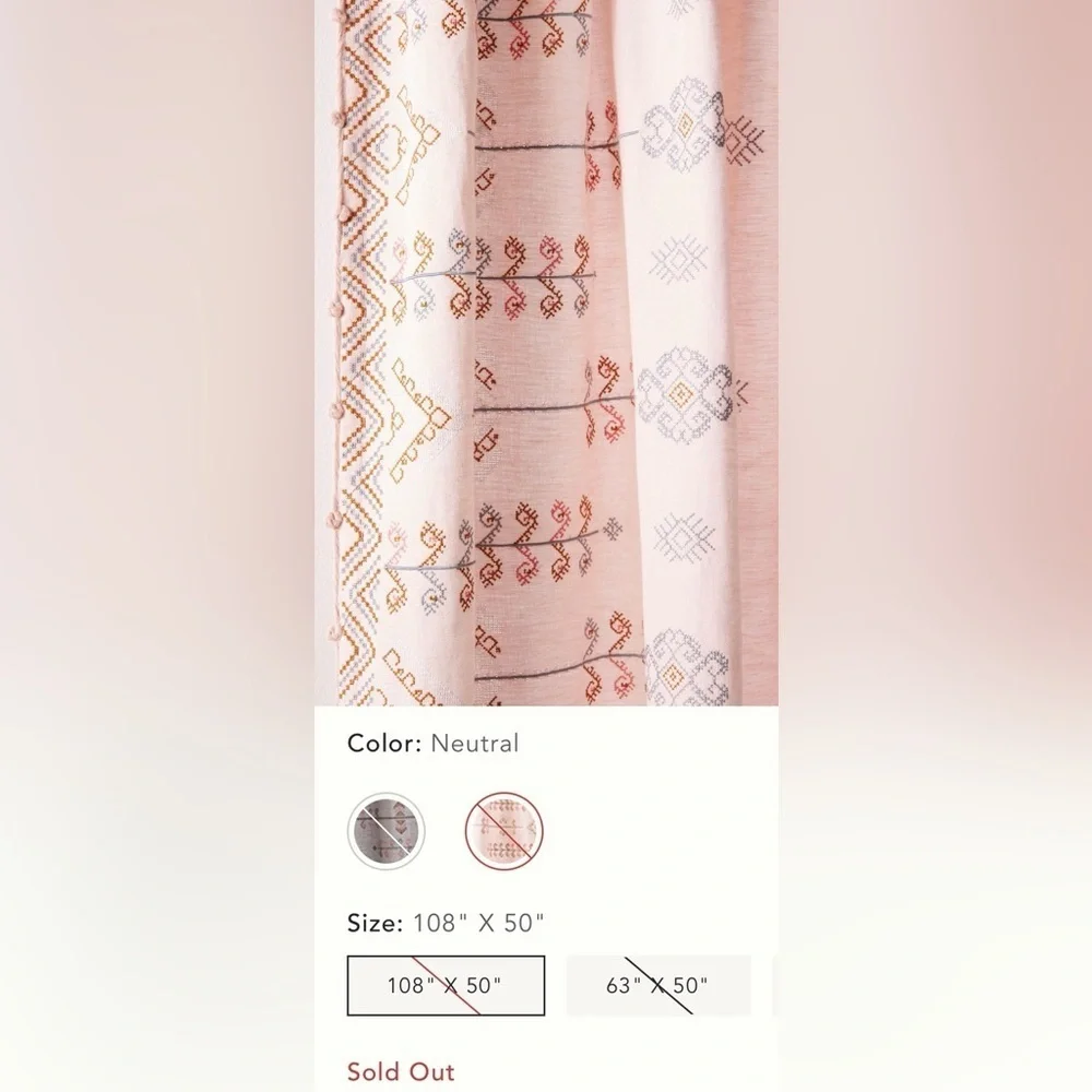 Anthropologie Embroidered Natani Curtains Set of 50 x 108 NIP